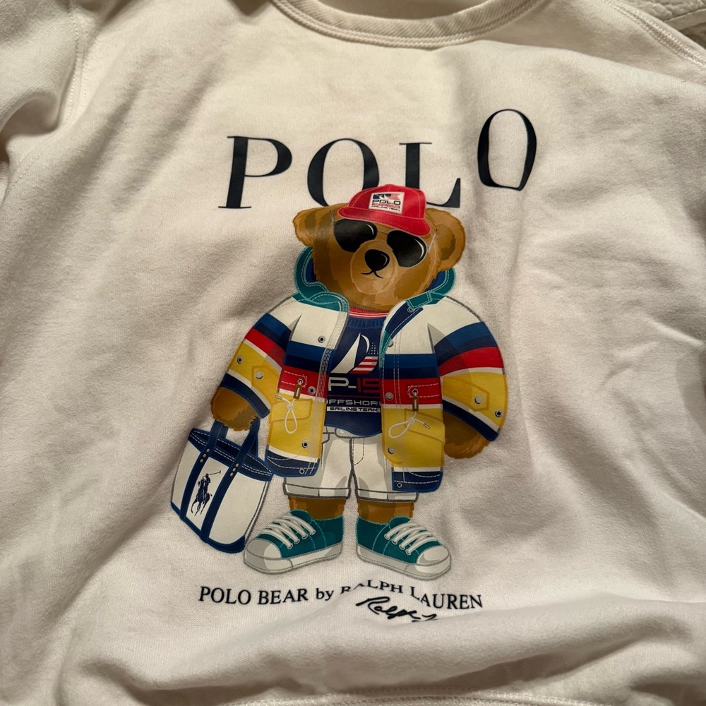 Polo by Ralph Lauren Kids White Sweatshirt with Bear Graphic